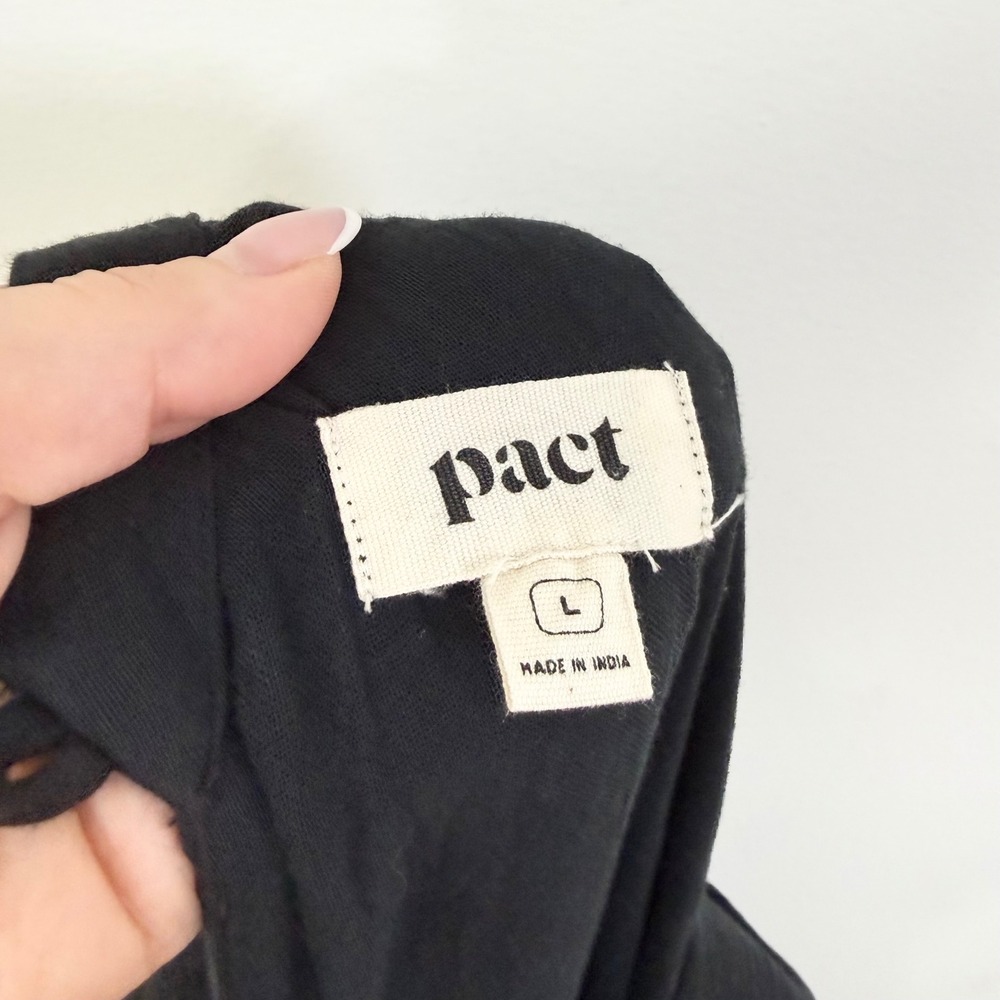 Pact Coastal Double Gauze Jumpsuit Black Organic Cotton Size L - Picture 7 of 7